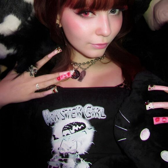 Too Fast Monster Girl Corset Top | Strapless Lace-Up Tee M Gothic Soft Rebellion - Picture 3 of 5